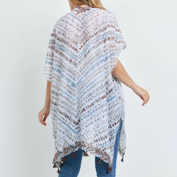 Kimono Boho Tassel White/Brown/Tuquoise Free Earrings! New! - Picture 2 of 7